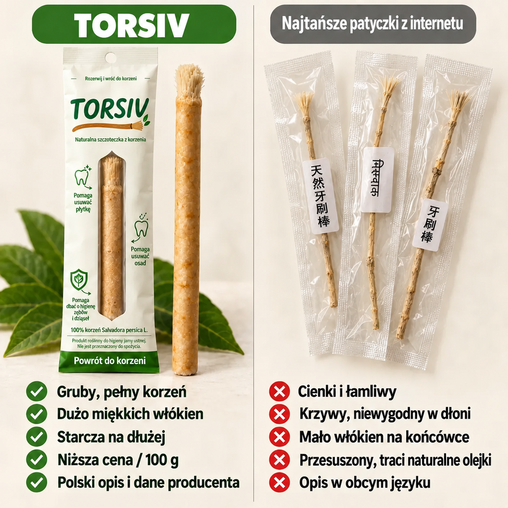 Korzeń Torsiv, naturalna szczoteczka